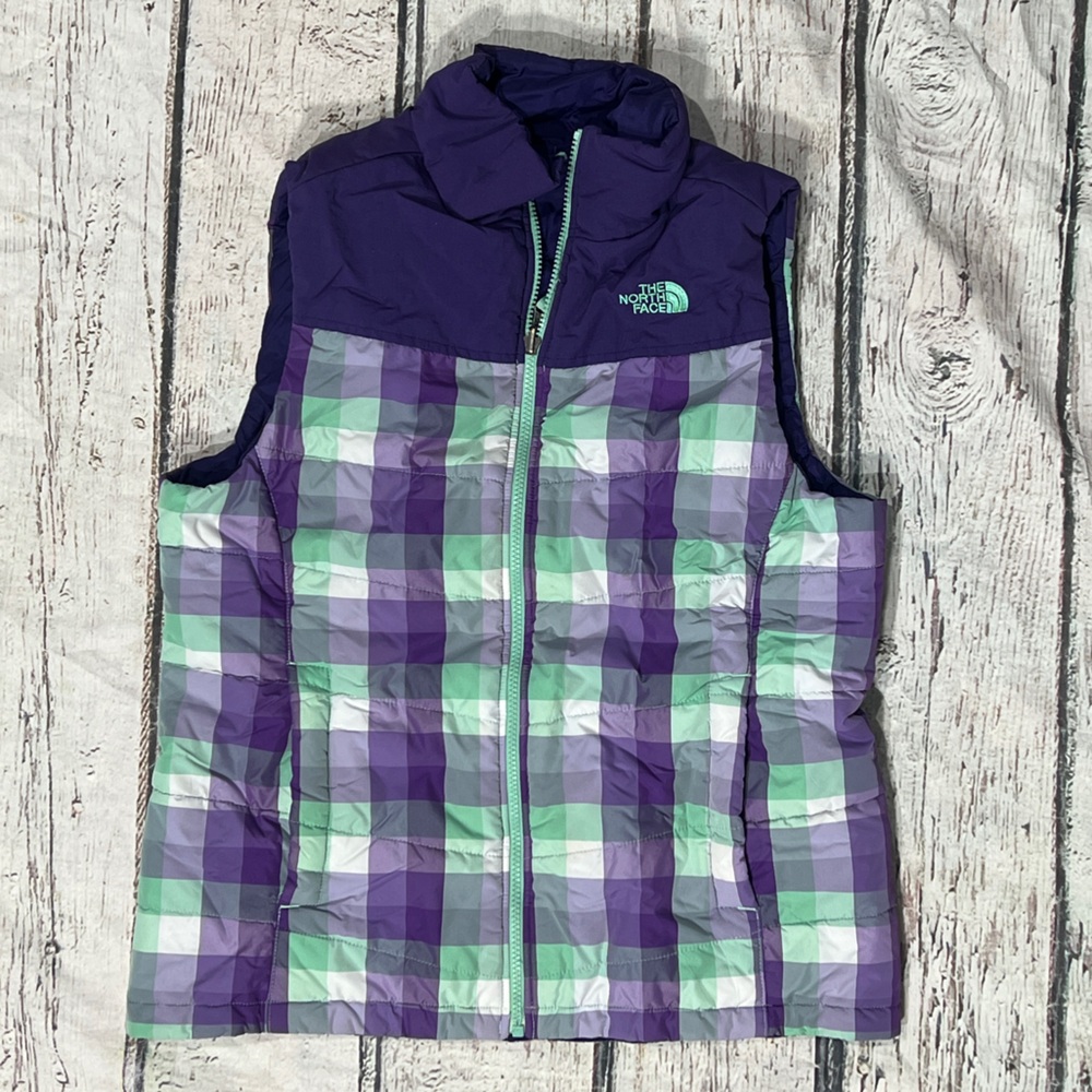 The North Face Purple Girls Puffer Zip Up Vest Coat Jacket Outerwear Ski Skiing